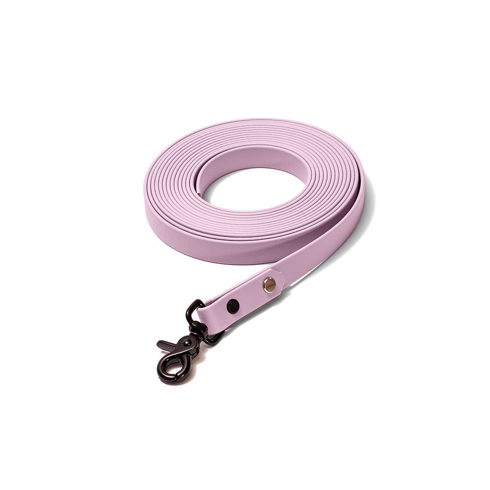 Schleppleine aus BioThane in Flieder – Modell Fliederwolke, robust und wasserfest - schwarz