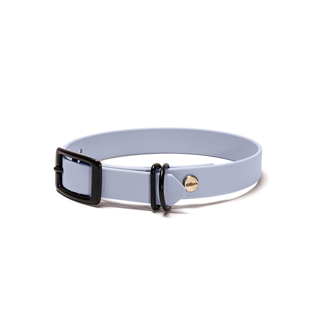 Hundehalsband aus BioThane in Polar – Modell Polarblau, 16mm & 19mm mit Beschlägen in Schwarz