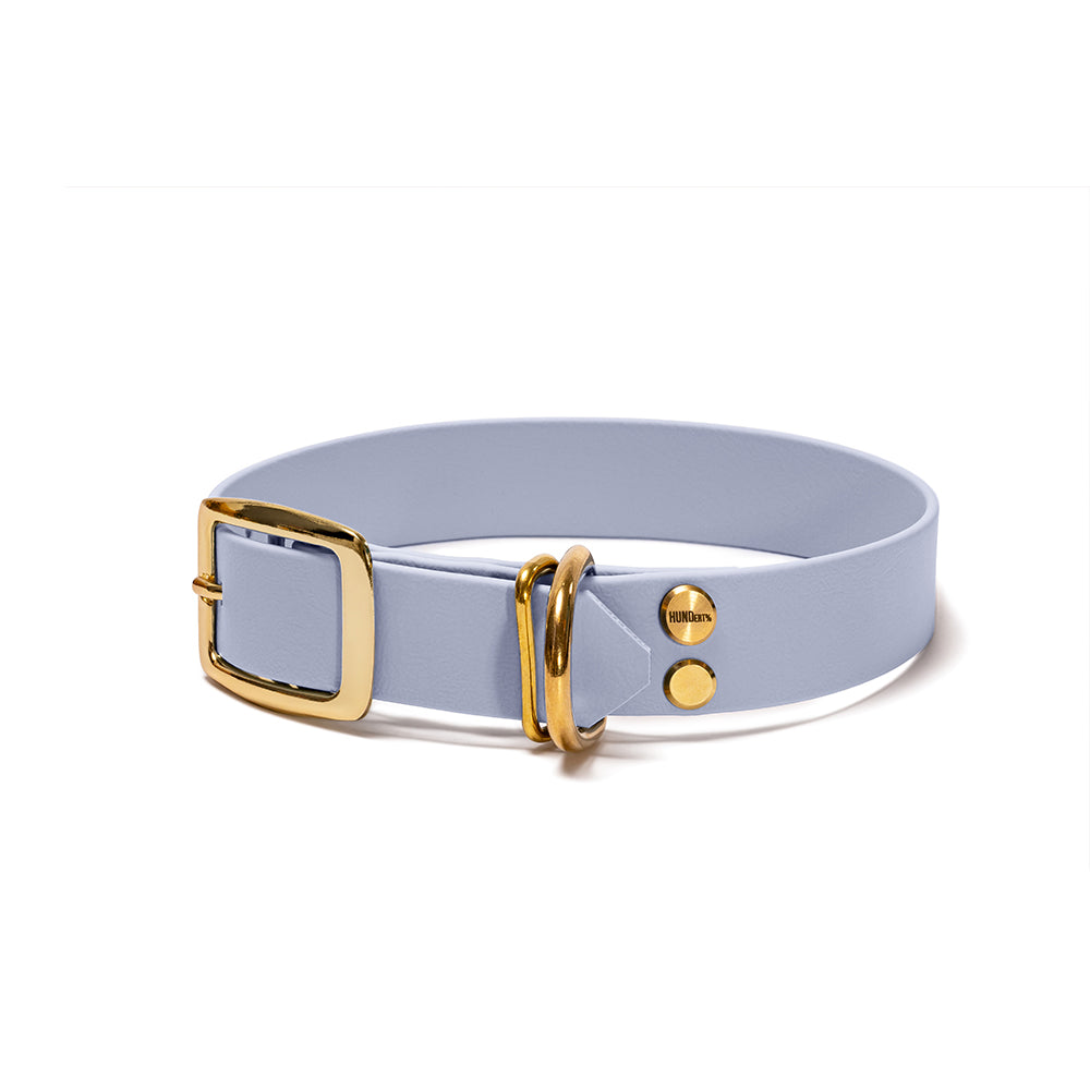 BioThane Hundehalsband Polarblau – Polar mit Beschlägen in Gold