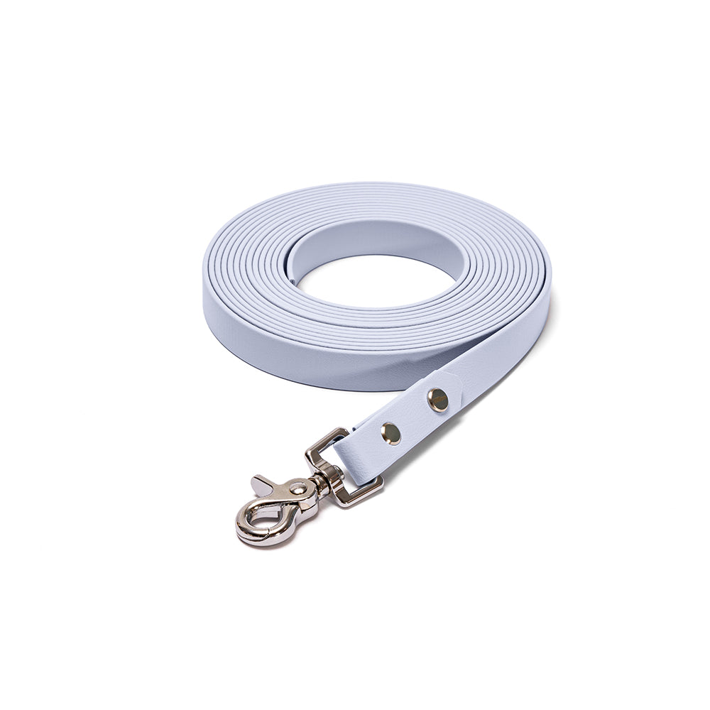 Schleppleine BioThane Polarblau – Polar mit Beschlägen in Silber