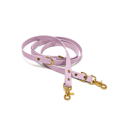 Verstellbare Hundeleine aus BioThane in Flieder – Modell Fliederwolke, robust und wasserfest - gold